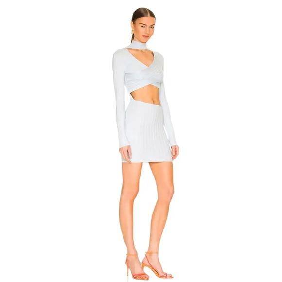 NWT SUPERDOWN Alora Wrap Mini Dress in Baby Blue size Medium - Picture 1 of 6